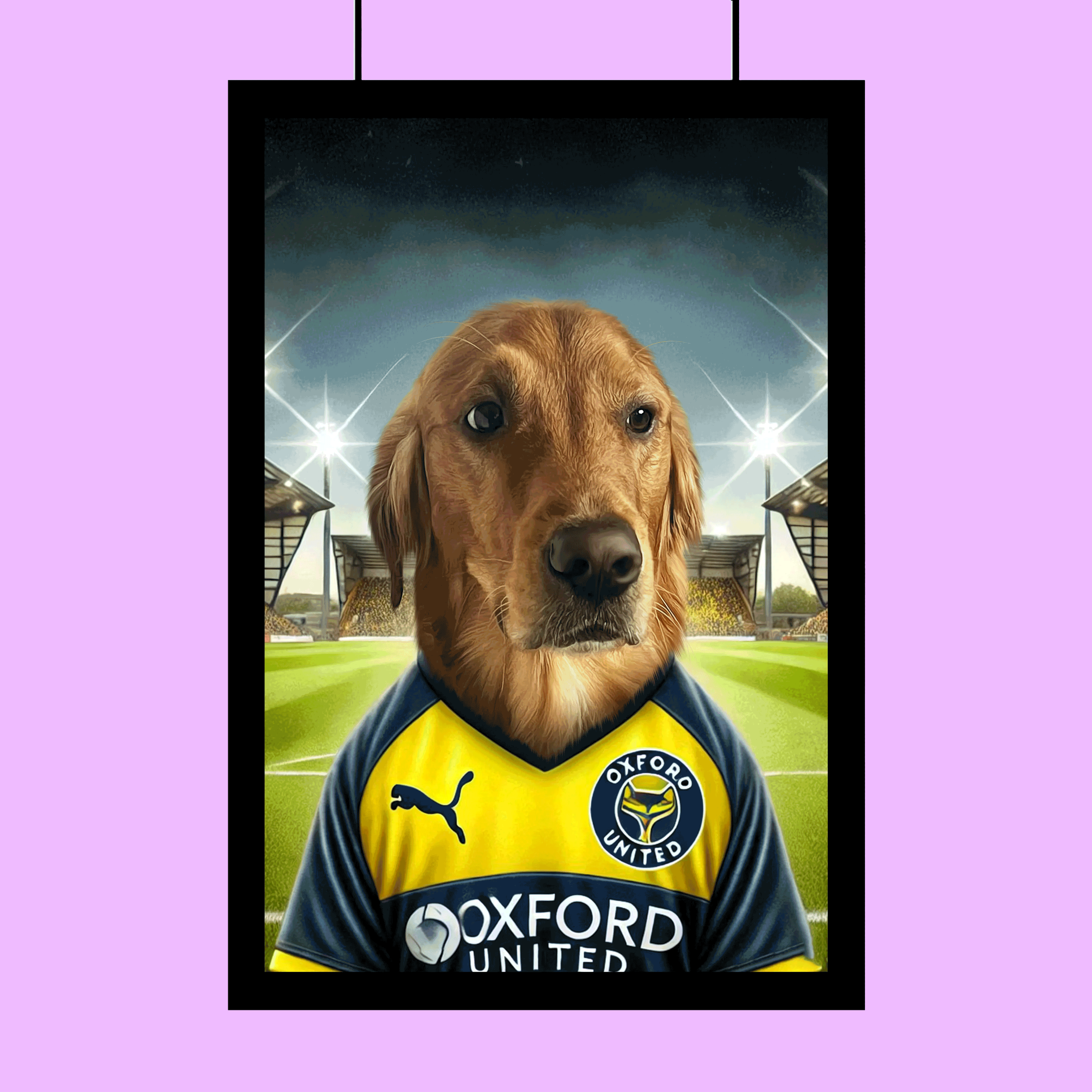 Oxford United football Star Custom Pet Portrait | Personalized Pet Sports Art
